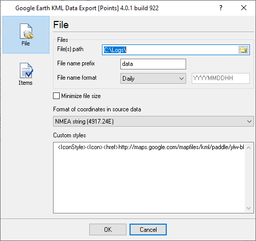 Configuring the geo data exporting plugin