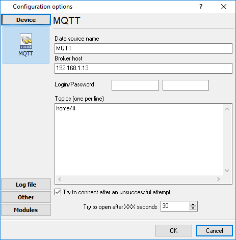 Configuring the MQTT connection settings