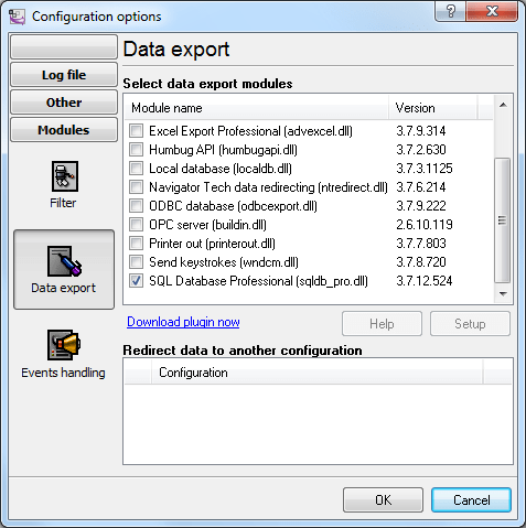 Fig. 1 Selecting the data export plugin