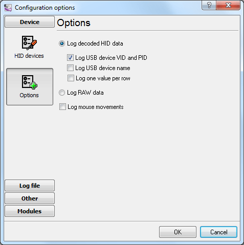 Fig. 2 Selecting a logging mode
