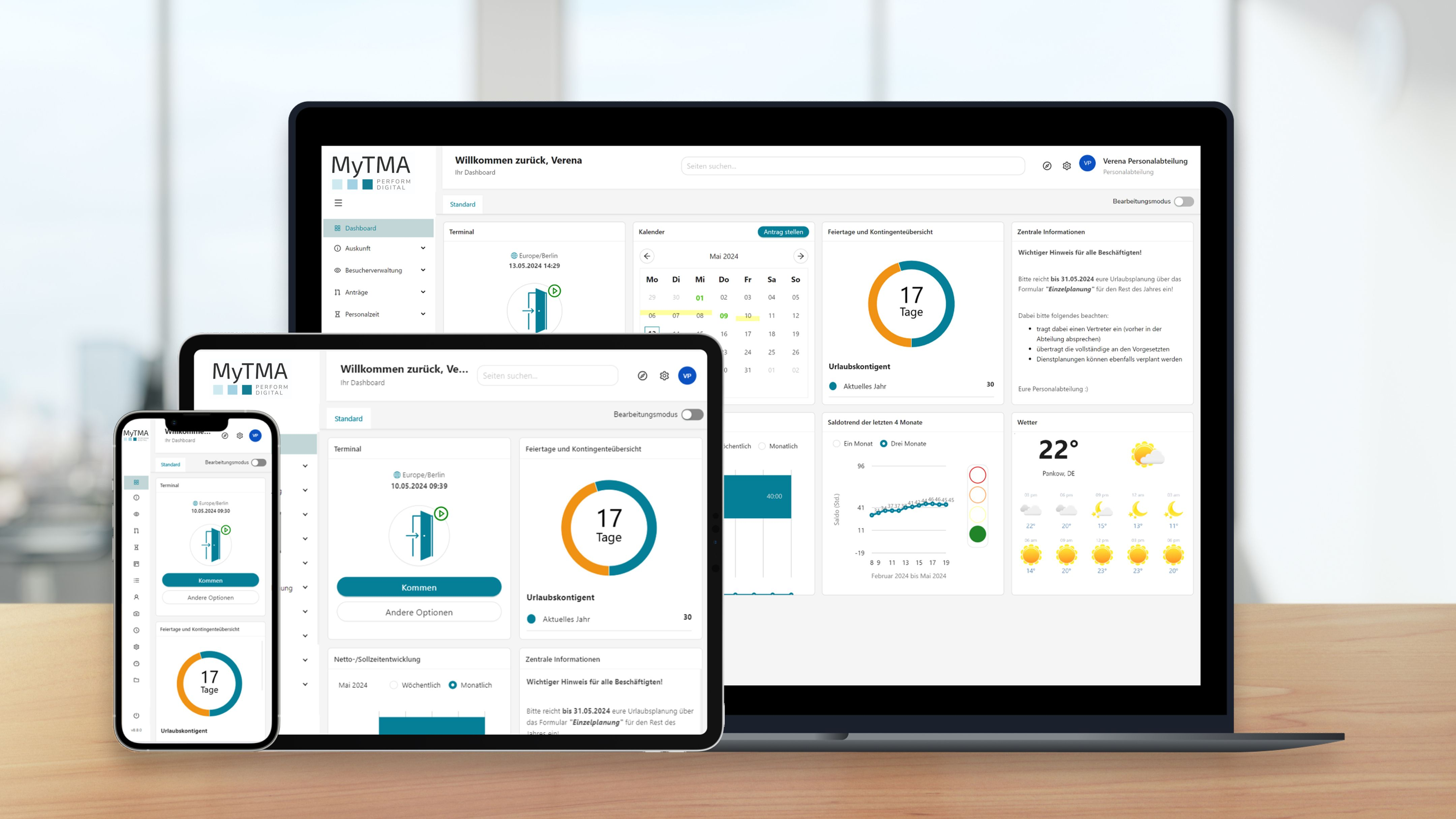 MyTMA Zeit User-Dashboard