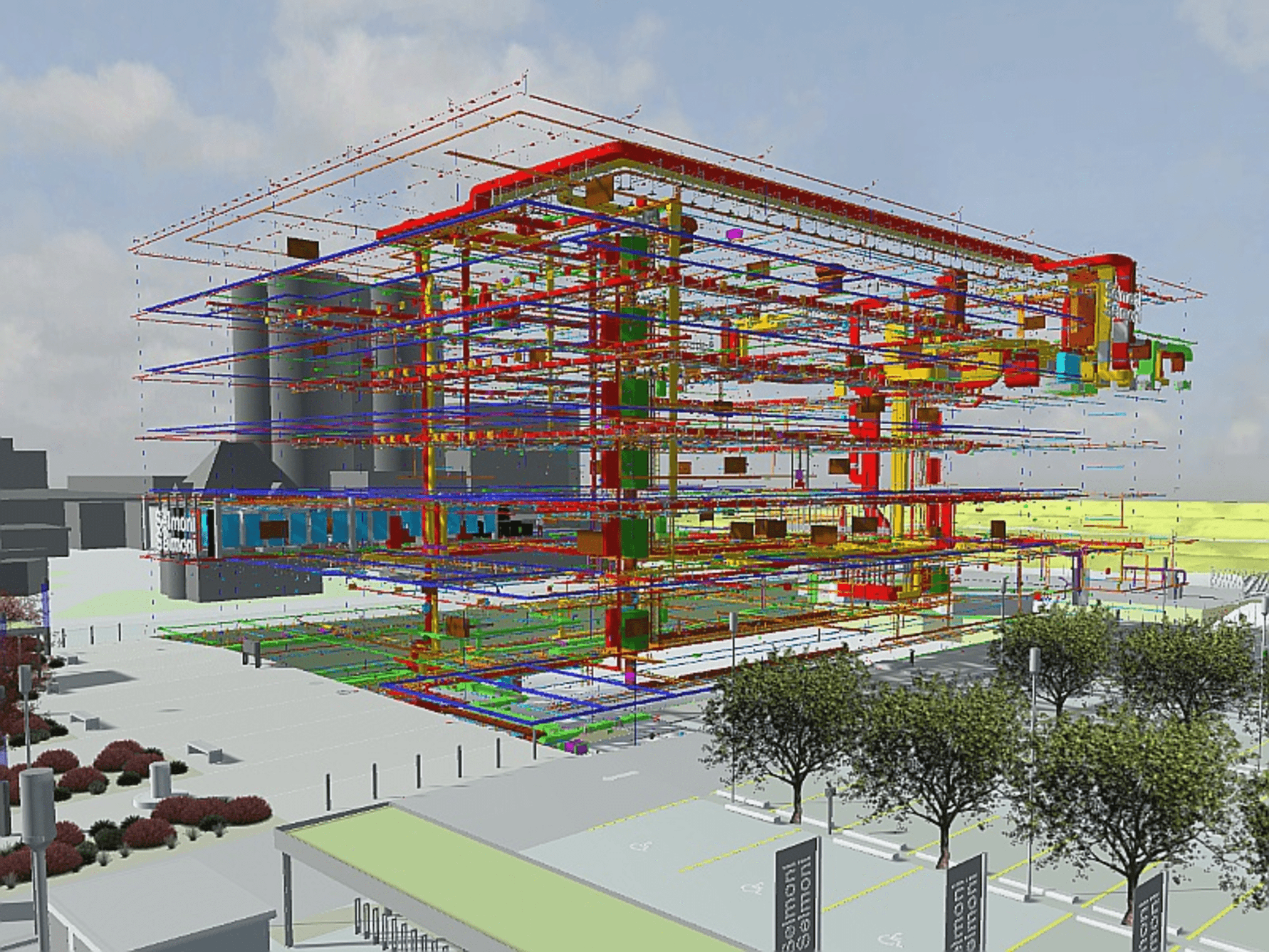 3D building model with colorful infrastructure